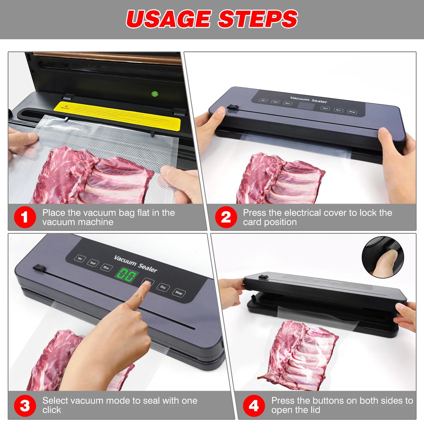 5-in-1 Automatic Vacuum Sealer with Bags & Cutter