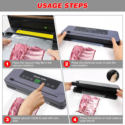 5-in-1 Automatic Vacuum Sealer with Bags & Cutter