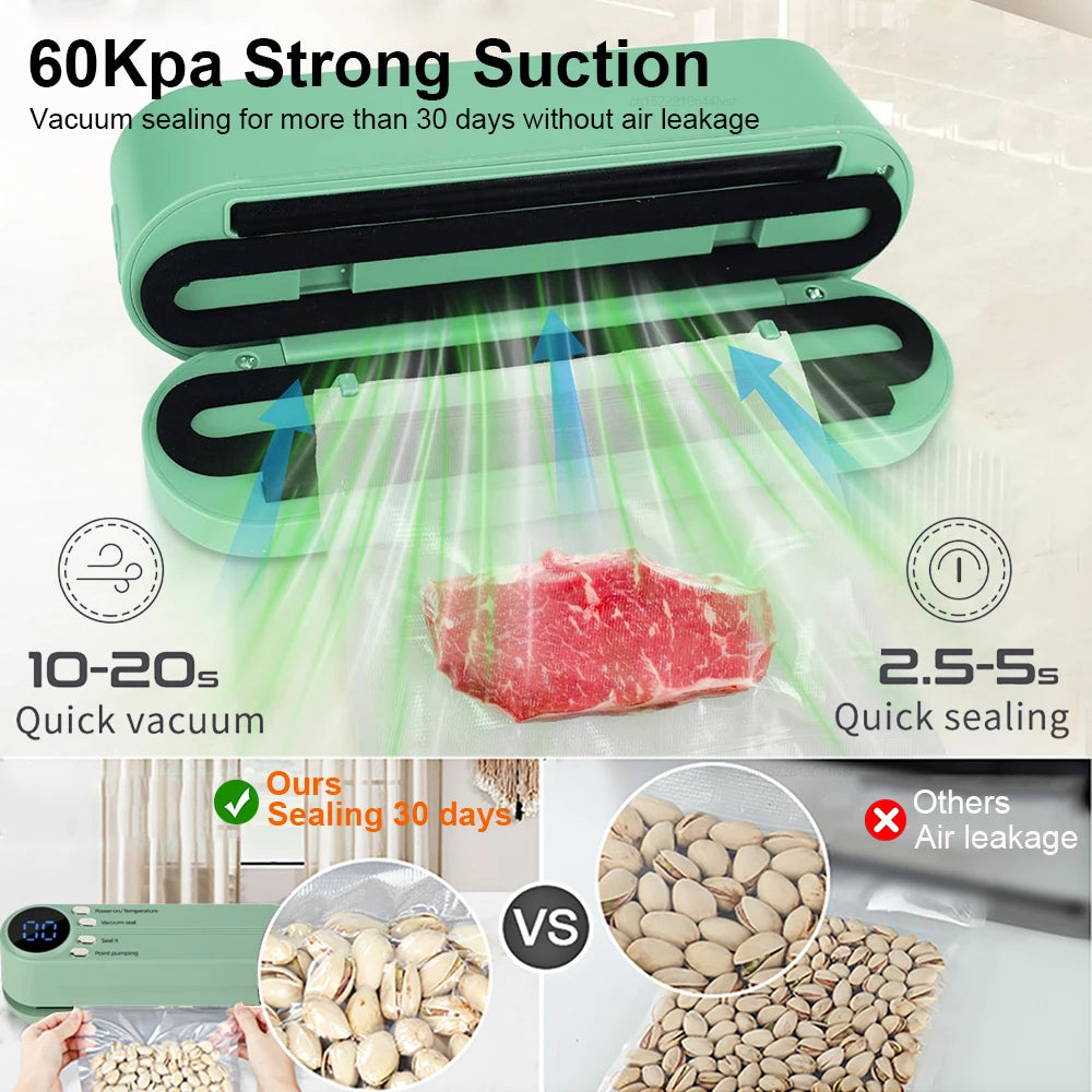 Vacuum Sealer Portable Mini Multifunctional Food Sealer Rechargeable Food Package Plastic Bags Automatic Vacuum Sealing Machine