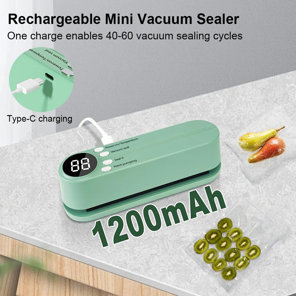 Vacuum Sealer Portable Mini Multifunctional Food Sealer Rechargeable Food Package Plastic Bags Automatic Vacuum Sealing Machine