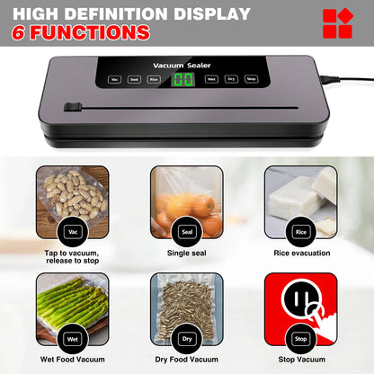 5-in-1 Automatic Vacuum Sealer with Bags & Cutter