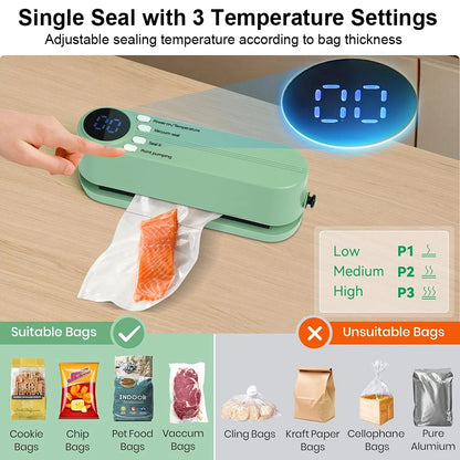 Vacuum Sealer Portable Mini Multifunctional Food Sealer Rechargeable Food Package Plastic Bags Automatic Vacuum Sealing Machine