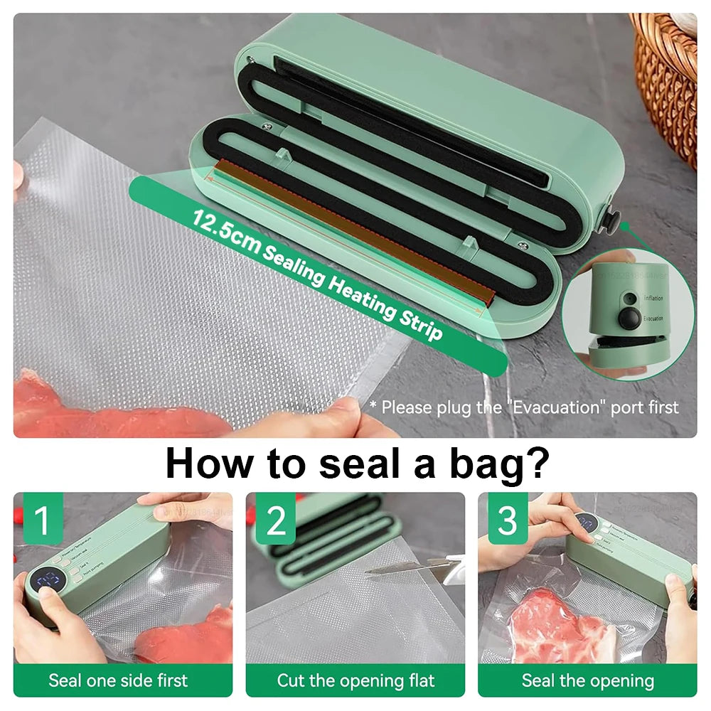 Vacuum Sealer Portable Mini Multifunctional Food Sealer Rechargeable Food Package Plastic Bags Automatic Vacuum Sealing Machine