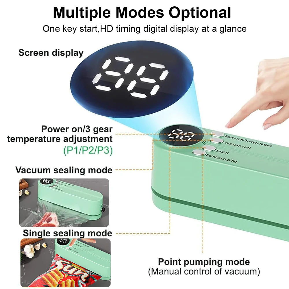 Vacuum Sealer Portable Mini Multifunctional Food Sealer Rechargeable Food Package Plastic Bags Automatic Vacuum Sealing Machine